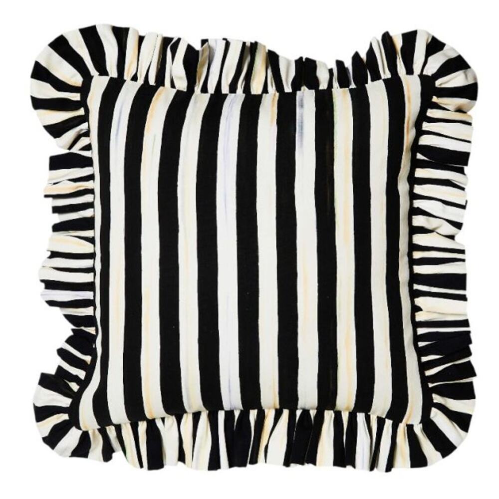 NEW Mackenzie-Childs Courtly Stripe Ruffle Throw Pillow 20in